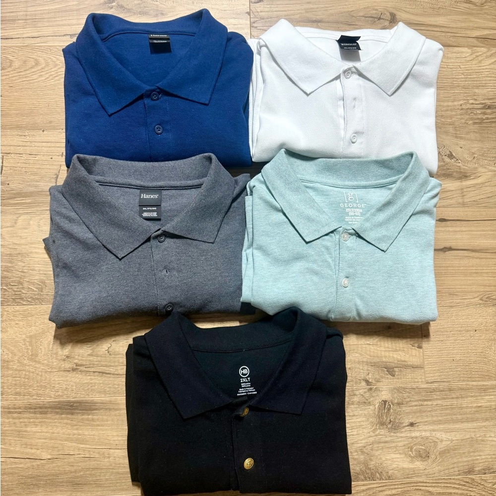 Classic Polo Shirt Set - Blue, White, Gray, Light Green, Black